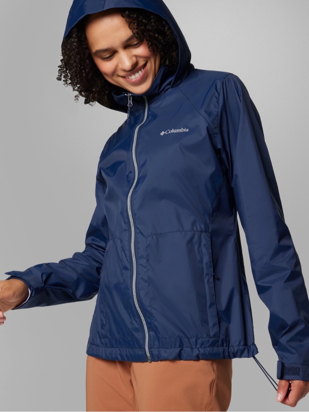 Columbia Women's Navy Hooded Rain Windbreaker Jacket